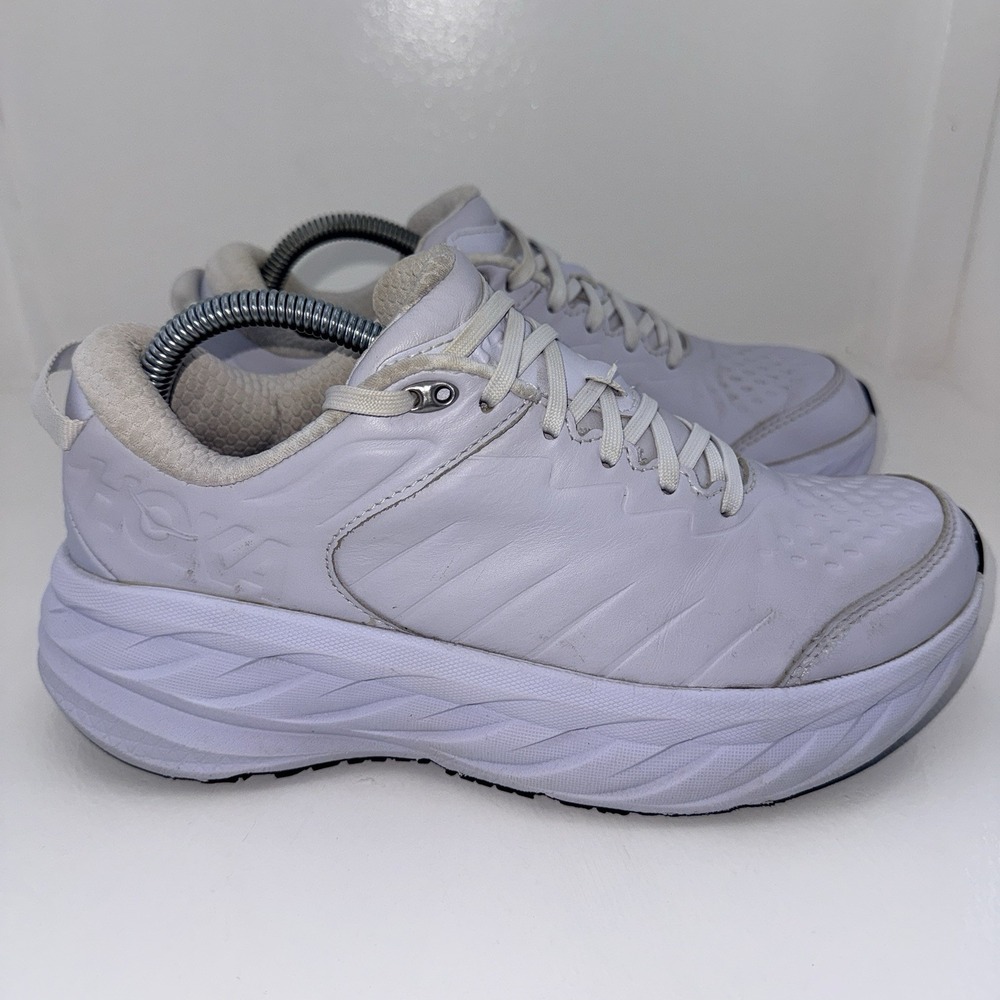 HOKA ONE ONE Bondi SR Womens Size 9 White Leather Slip Resistant Work Shoes